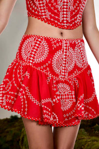 Charo Ruiz - Marli Embroidered Cotton Short Skirt