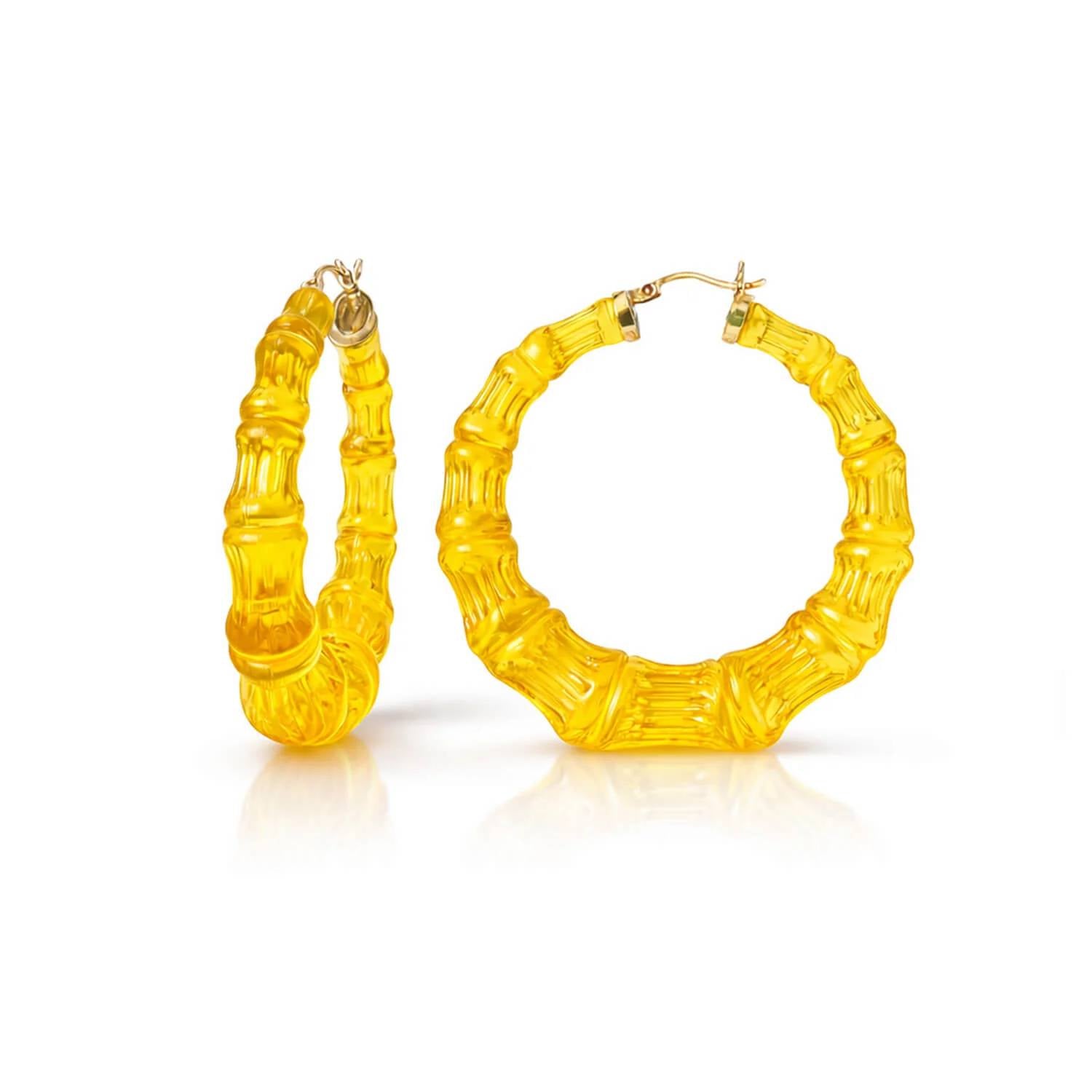 Gold & Honey - Women's Lucite Bamboo Hoop Earrings