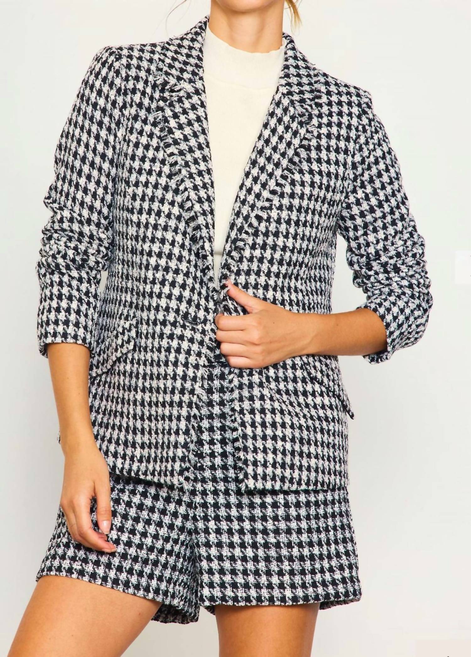 Skies Are Blue - Houndstooth Blazer Jacket