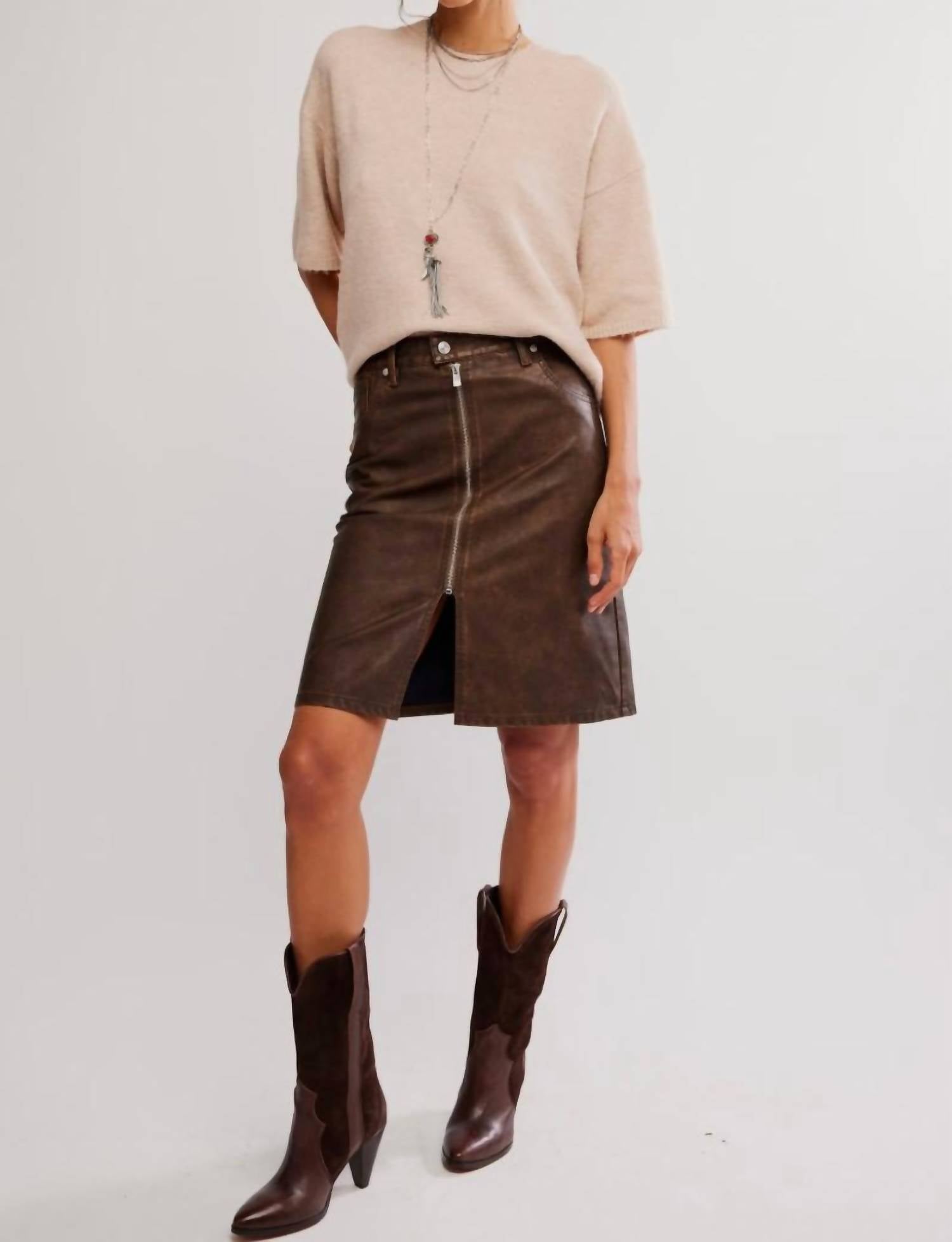 Free People Sycamore Vegan Midi Skirt in rusty 3 - women's skirt - view 5