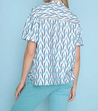 Picadilly - Button Front Puff Sleeve Top