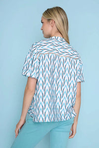 Picadilly - Button Front Puff Sleeve Top