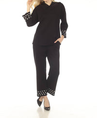 Joseph Ribkoff Grommet Detail Pull On Straight Pants in black 1 - women's pants