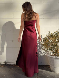 DRESS FORUM Aitana Satin Maxi Dress in sangria - women's dress - alternate view