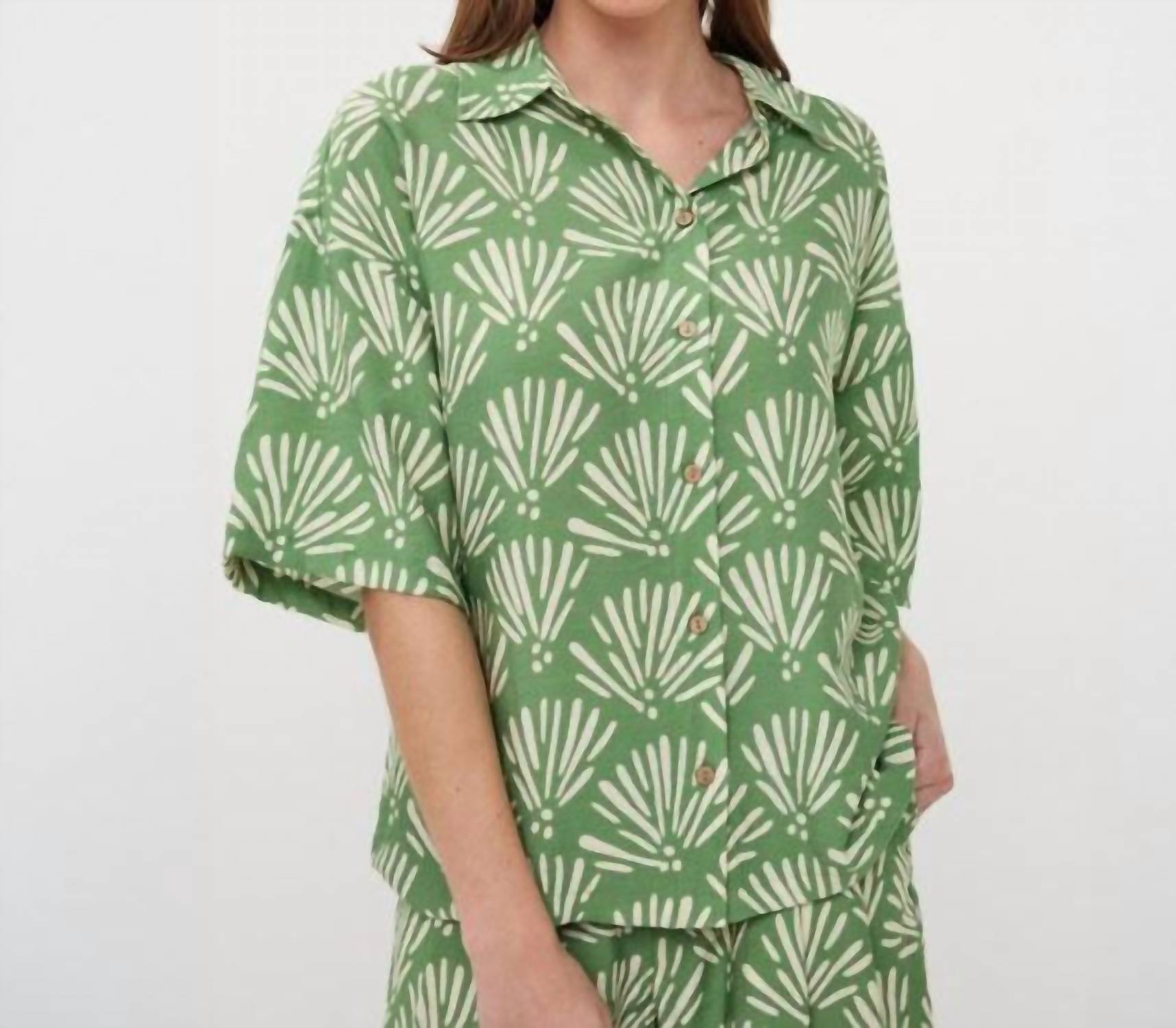 Esqualo - Tropical Print Collared Blouse