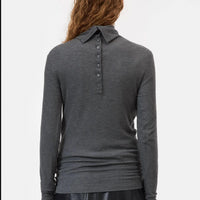 CLOSED Highneck Turtleneck Longsleeve Tee in grey - women's long sleeve top - alternate view