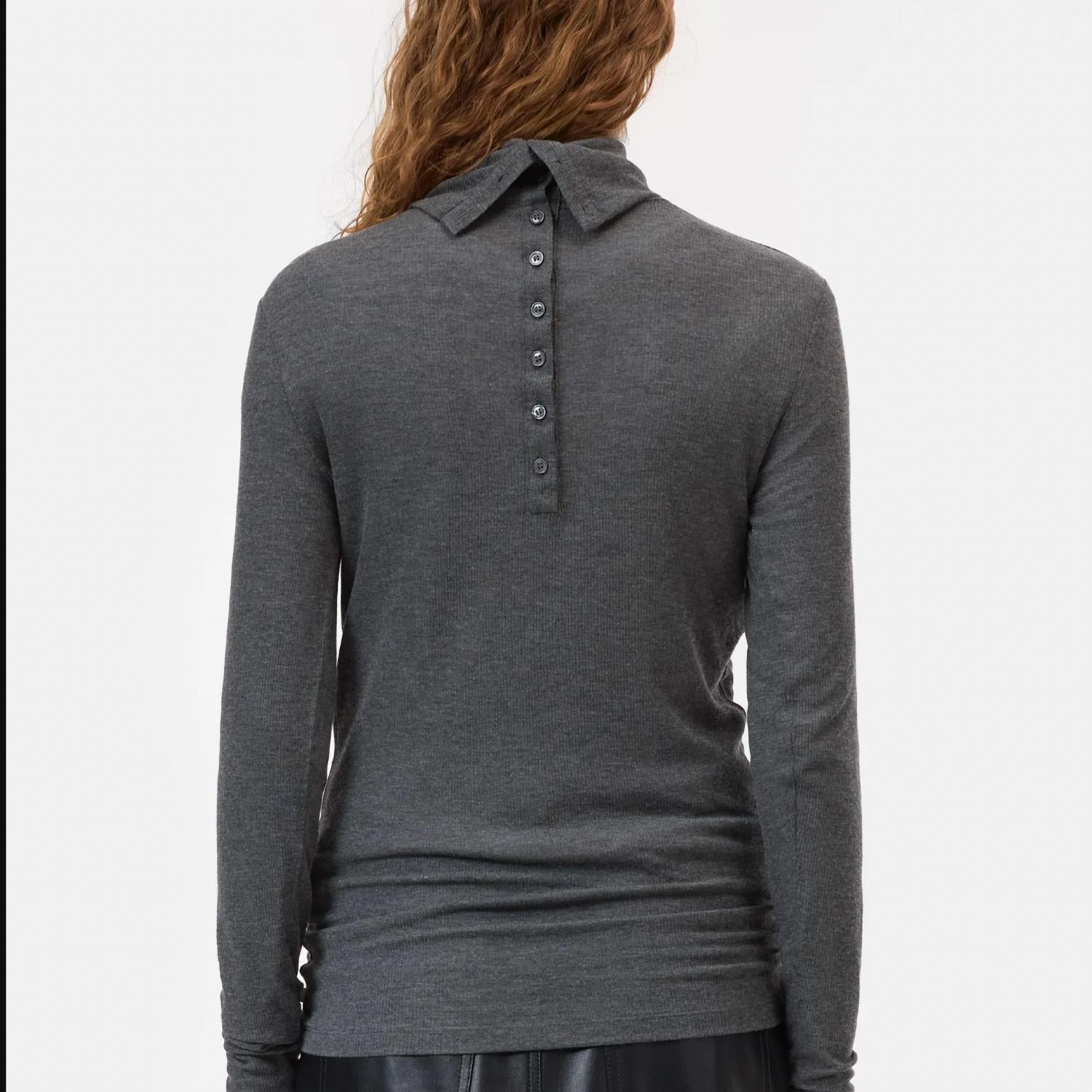 CLOSED Highneck Turtleneck Longsleeve Tee in grey - women's long sleeve top - alternate view