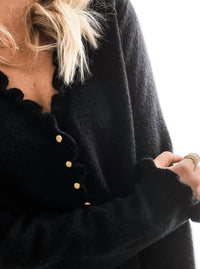 Dear Lover - Frilled V Neckline Buttons Sweater Cardigan