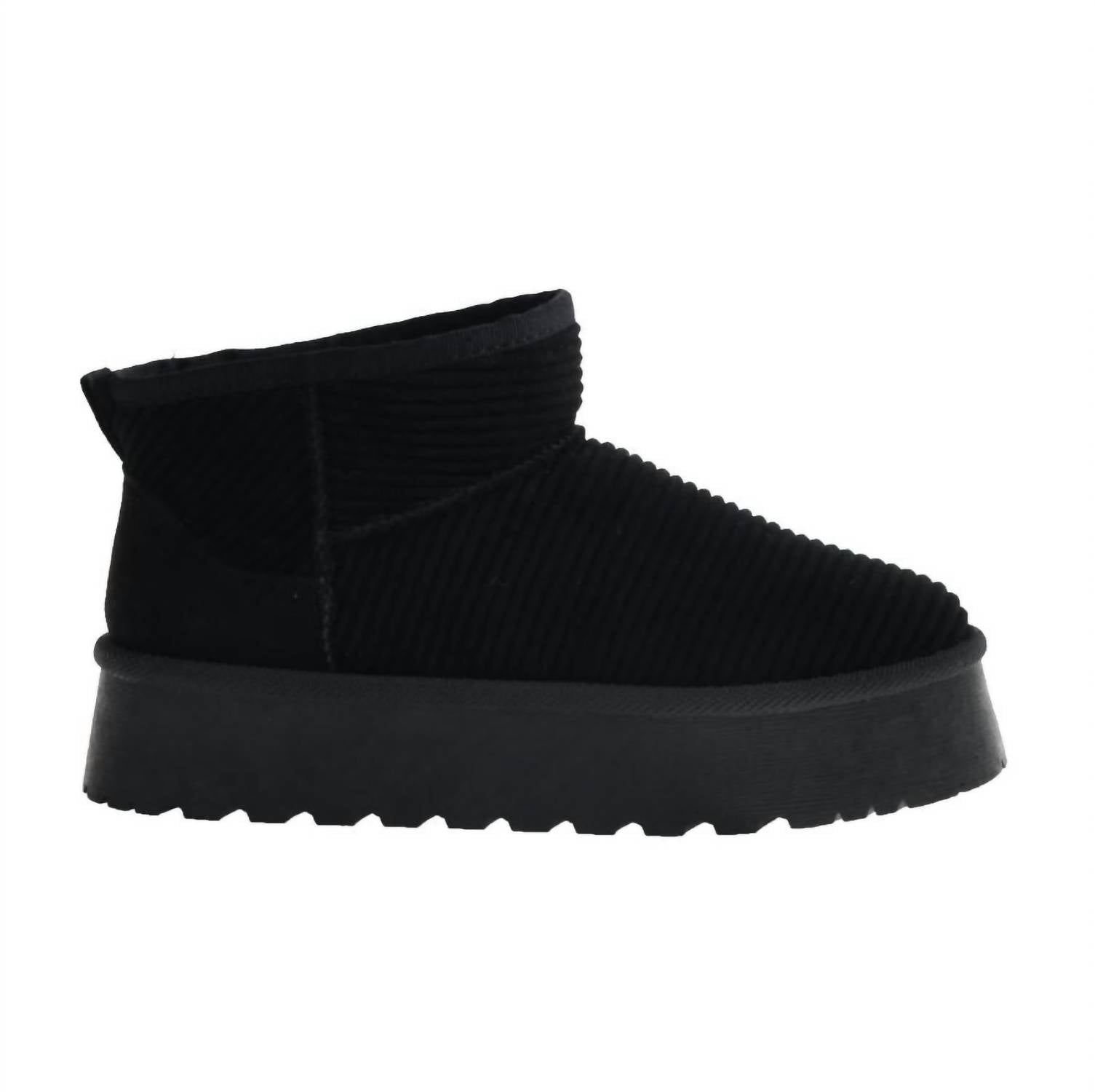 CHINESE LAUNDRY Women's Yarroh Corduroy Bootie in black - women's shoe - detail view
