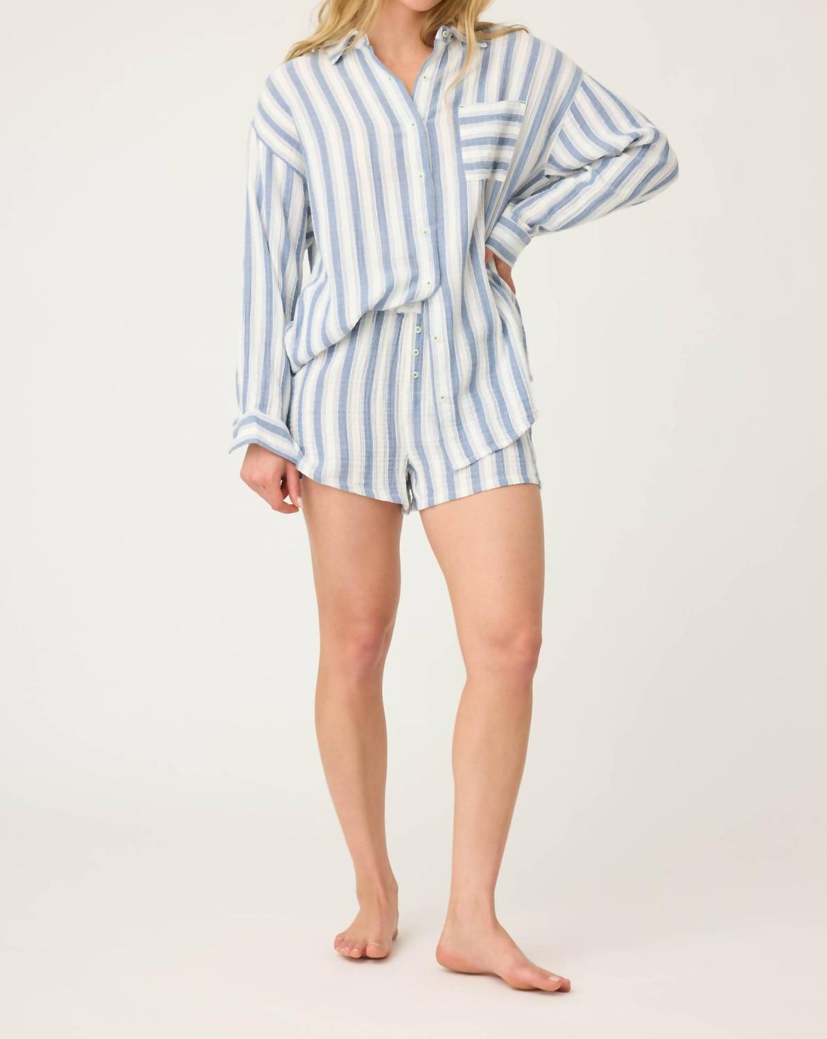 Pj Salvage - Back From The Beach Striped Gauze Top