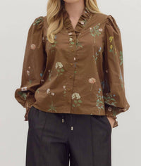 Entro - Smocked Long Sleeved Floral Top