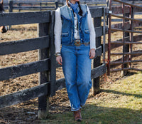 TASHA POLIZZI Jeni Denim Vest in washed blue - women's jacket - alternate view
