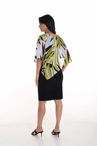 Frank Lyman - Asymmetric Leaf Chiffon Overlay Dress