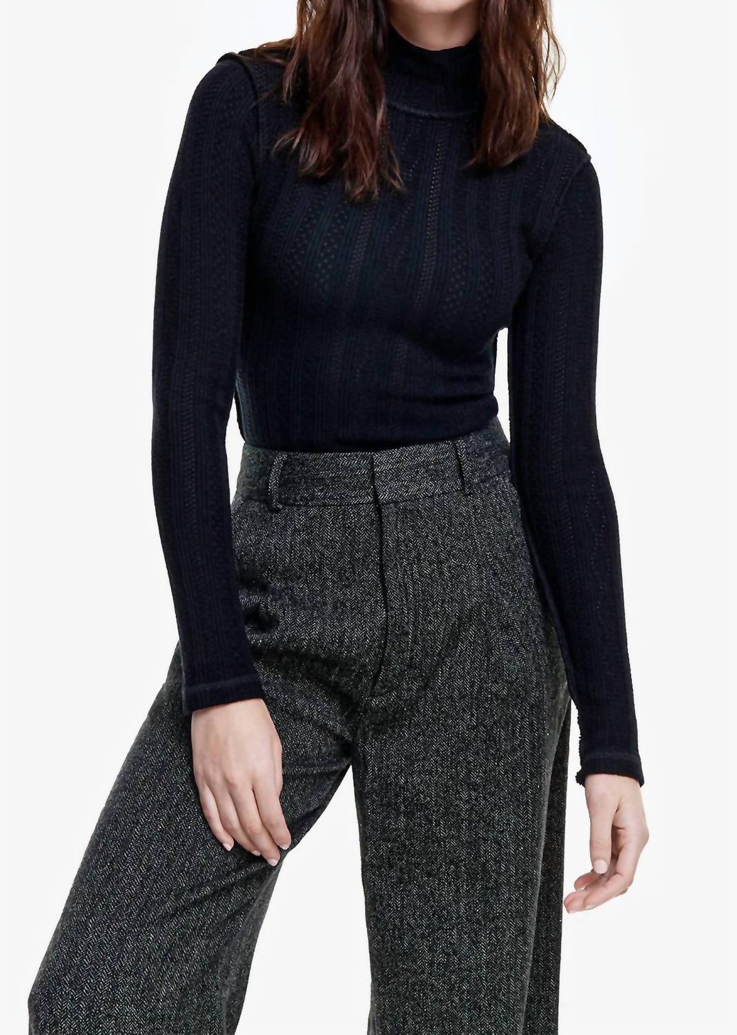 Smythe - Pointelle Knit Turtleneck Top