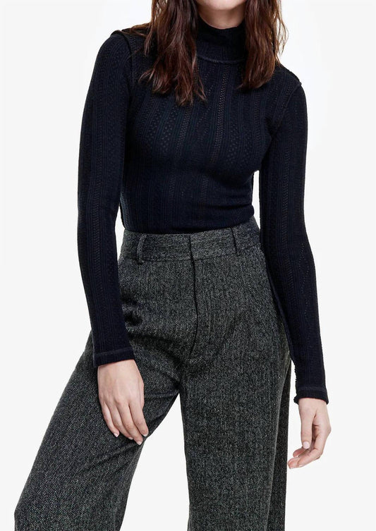 Smythe - Women's Pointelle Knit Turtleneck Top