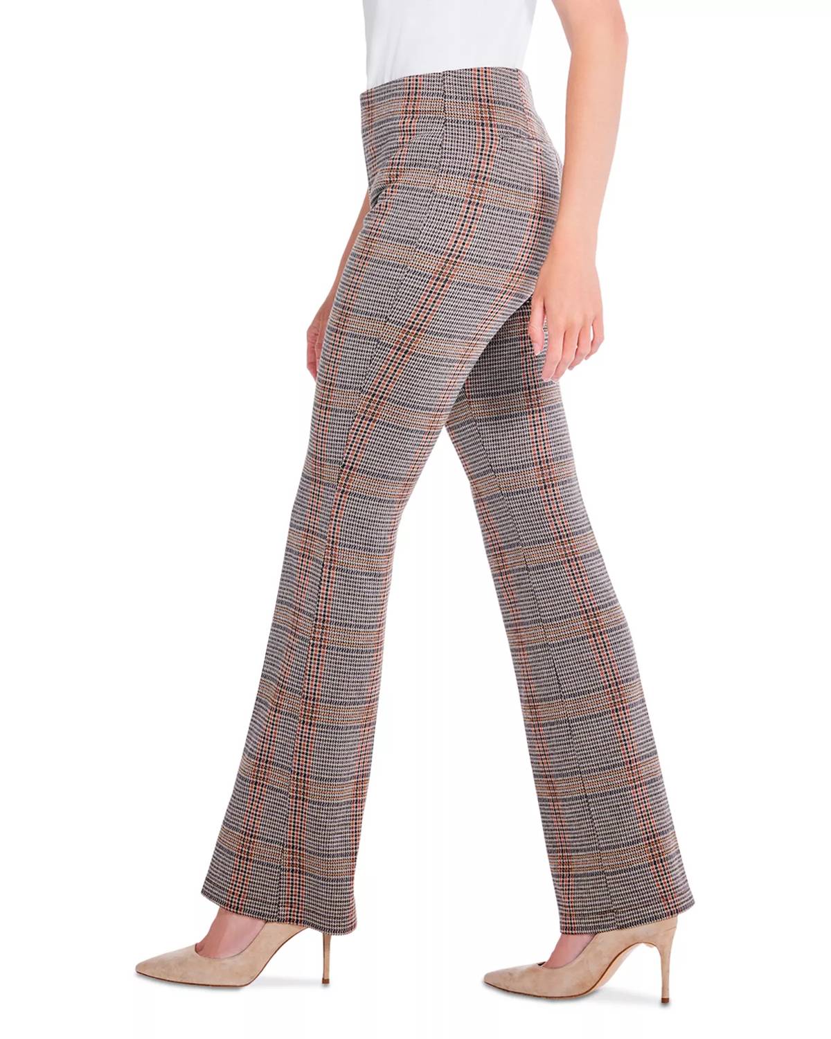 Nic + Zoe Sketched Plaid Bootcut Pants in nuetral multi - women's pants - alternate view