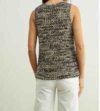 MIOU MUSE Sleeveless Two Tone Knit Top in black - women's blouse - detail view