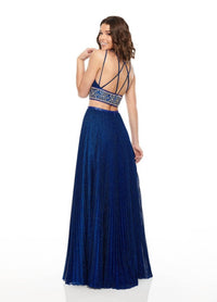 Rachel Allan - Pleated Shimmer Woven Two-piece Prom Gown