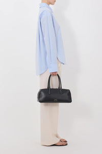Loulou de Saison Lee Cotton Shirt in storm - women's shirt - detail view