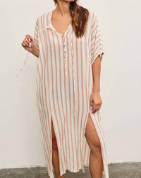 Mustard Seed - Front Button Closure With Tied Tunic Dress