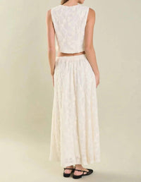 2.7 AUGUST APPAREL Floral Lace Maxi Skirt in off white - women's skirt - detail view