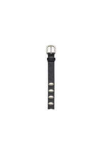 FREDA SALVADOR Women's Rebecca Belt in black calf with oval studs - women's accessory - detail view