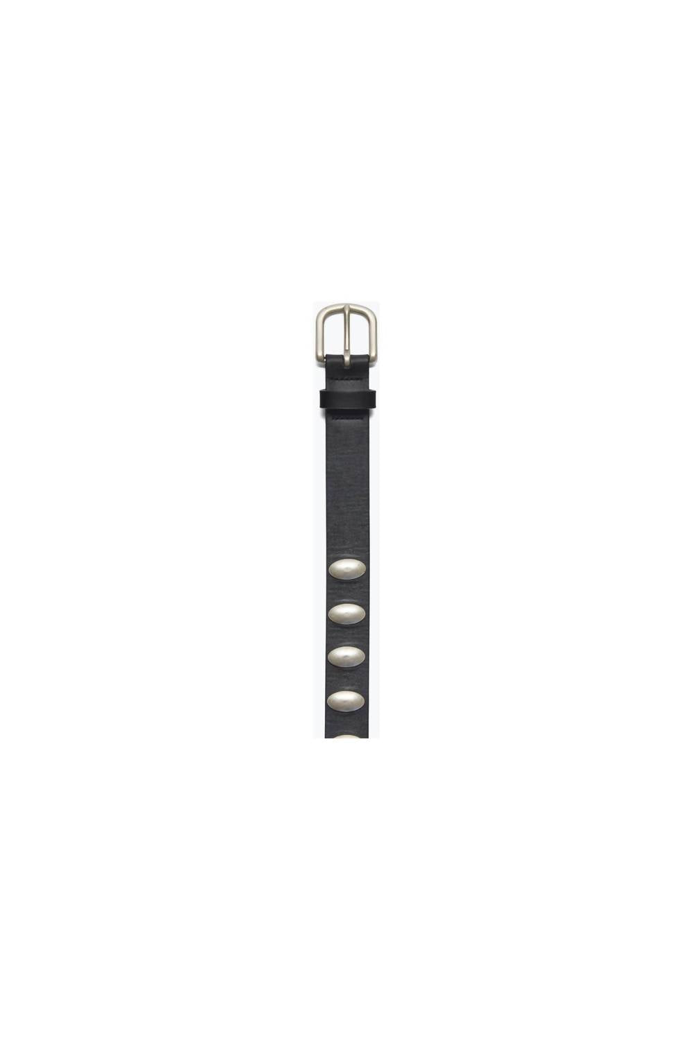 FREDA SALVADOR Women's Rebecca Belt in black calf with oval studs - women's accessory - detail view