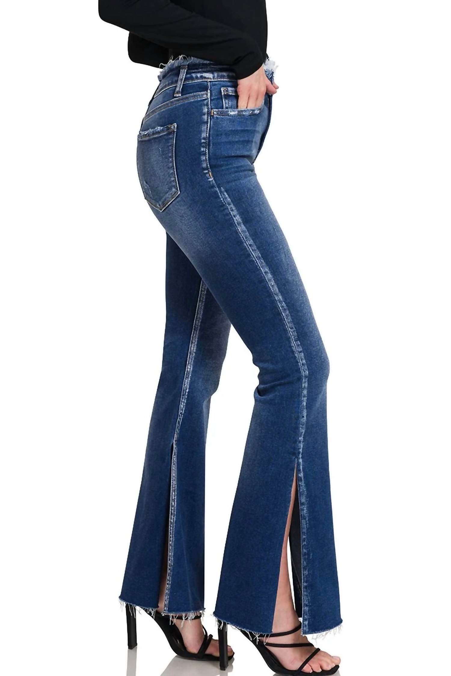 Zenana - Never Ending Side Slits Flare Jeans