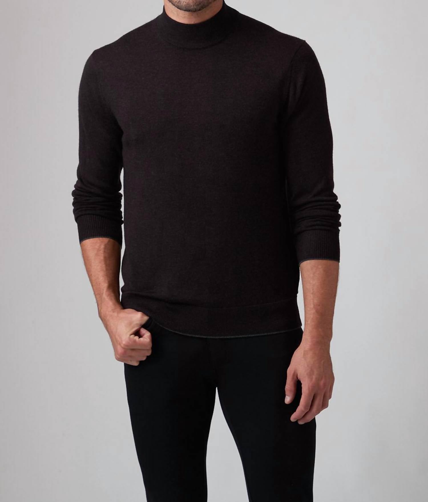 Raffi Bode Mock Neck Sweater in espresso - men's sweater