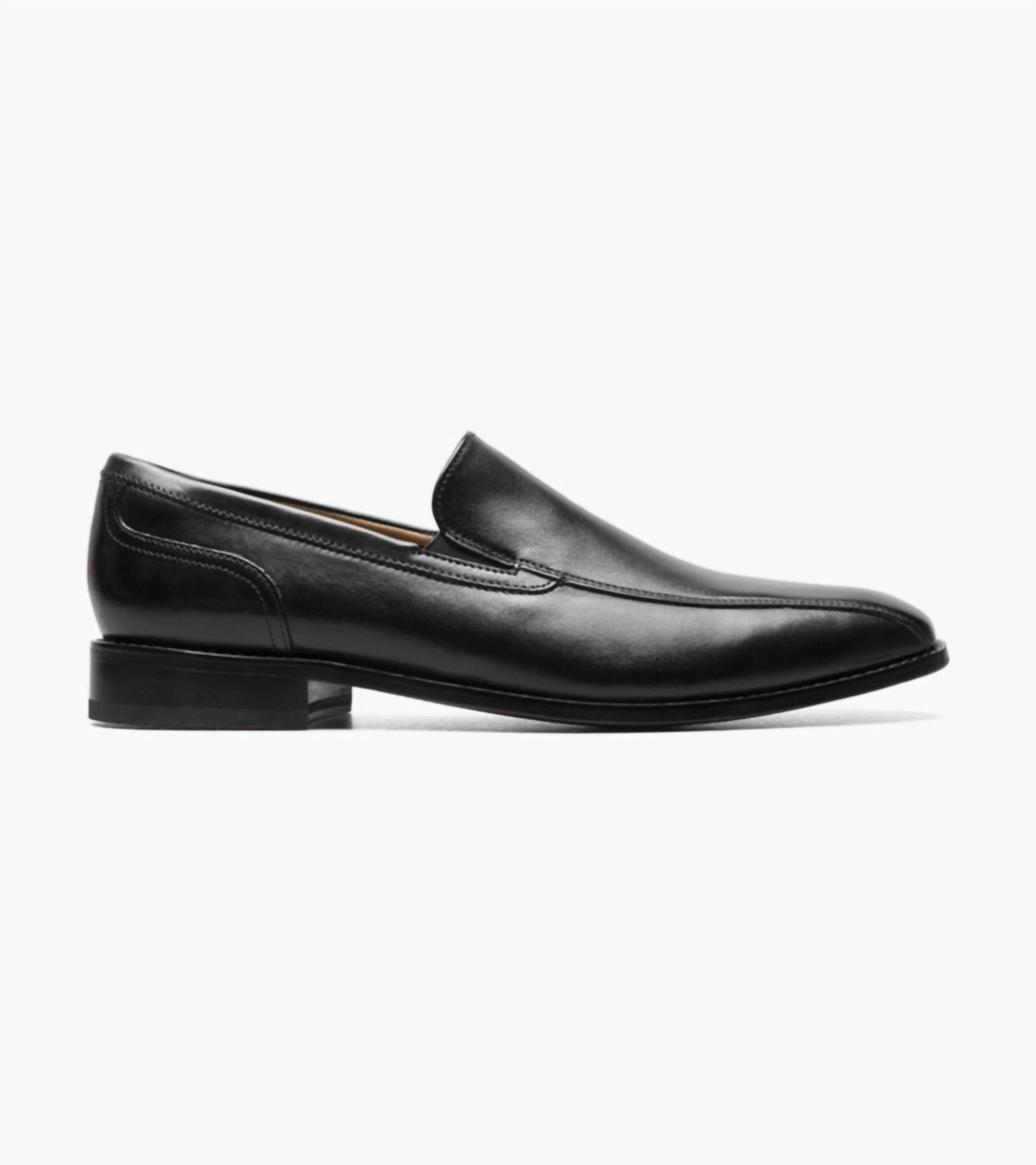 Florsheim Men's Corbetta Bike Toe Slip On Shoes in black - men's loafer - detail view