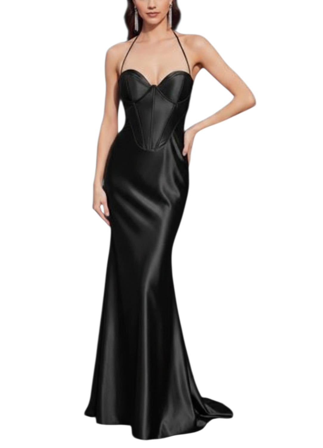 Cinderella Divine - Halter Satin Corset Fitted Prom Dress