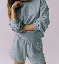 Chaser Casbah Crop Pullover in garden sage - women's shirt