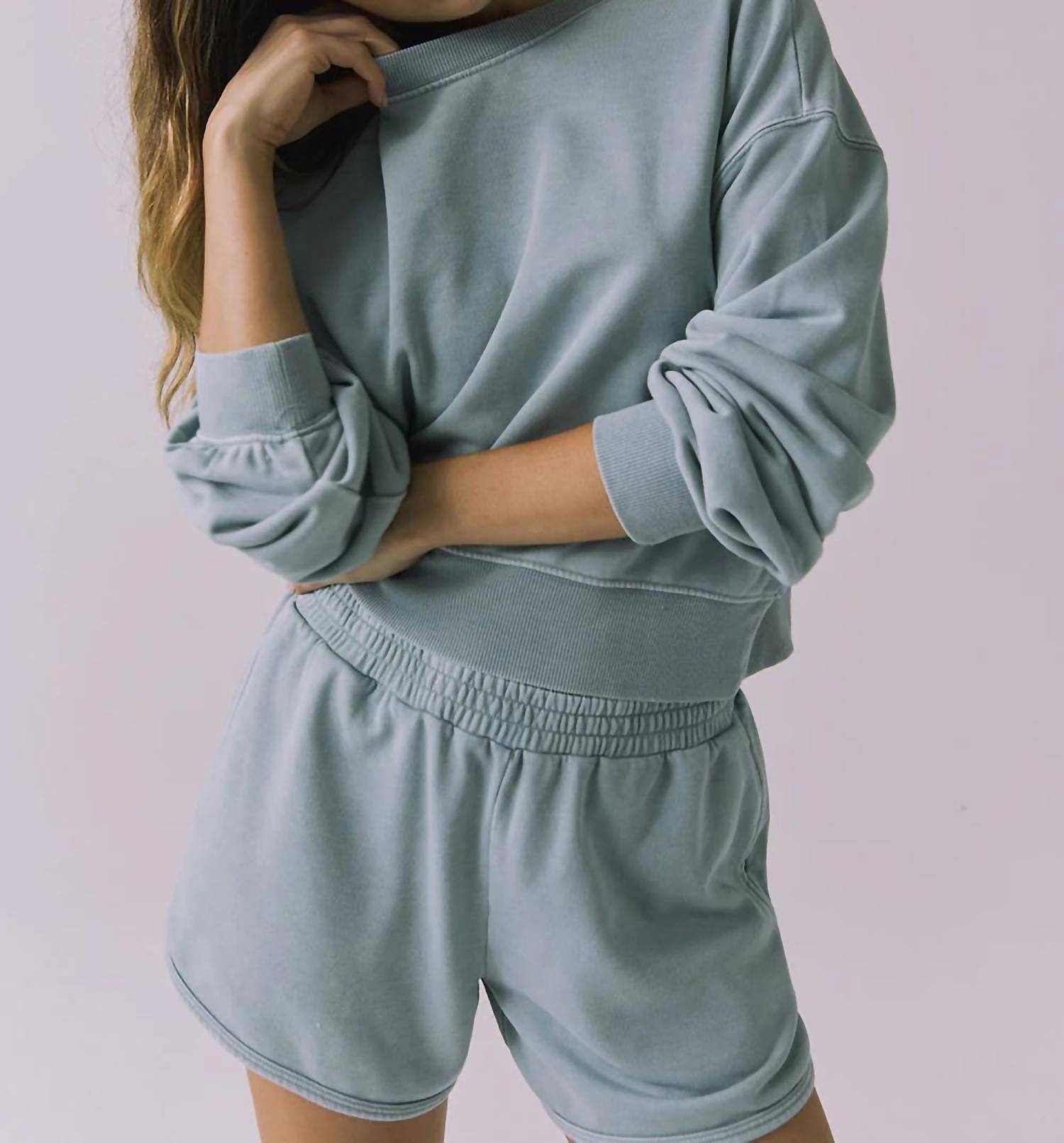 Chaser Casbah Crop Pullover in garden sage - women's shirt