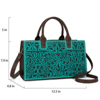 Trinity Ranch - Floral Tooled Leather Western Satchel Tote Bag