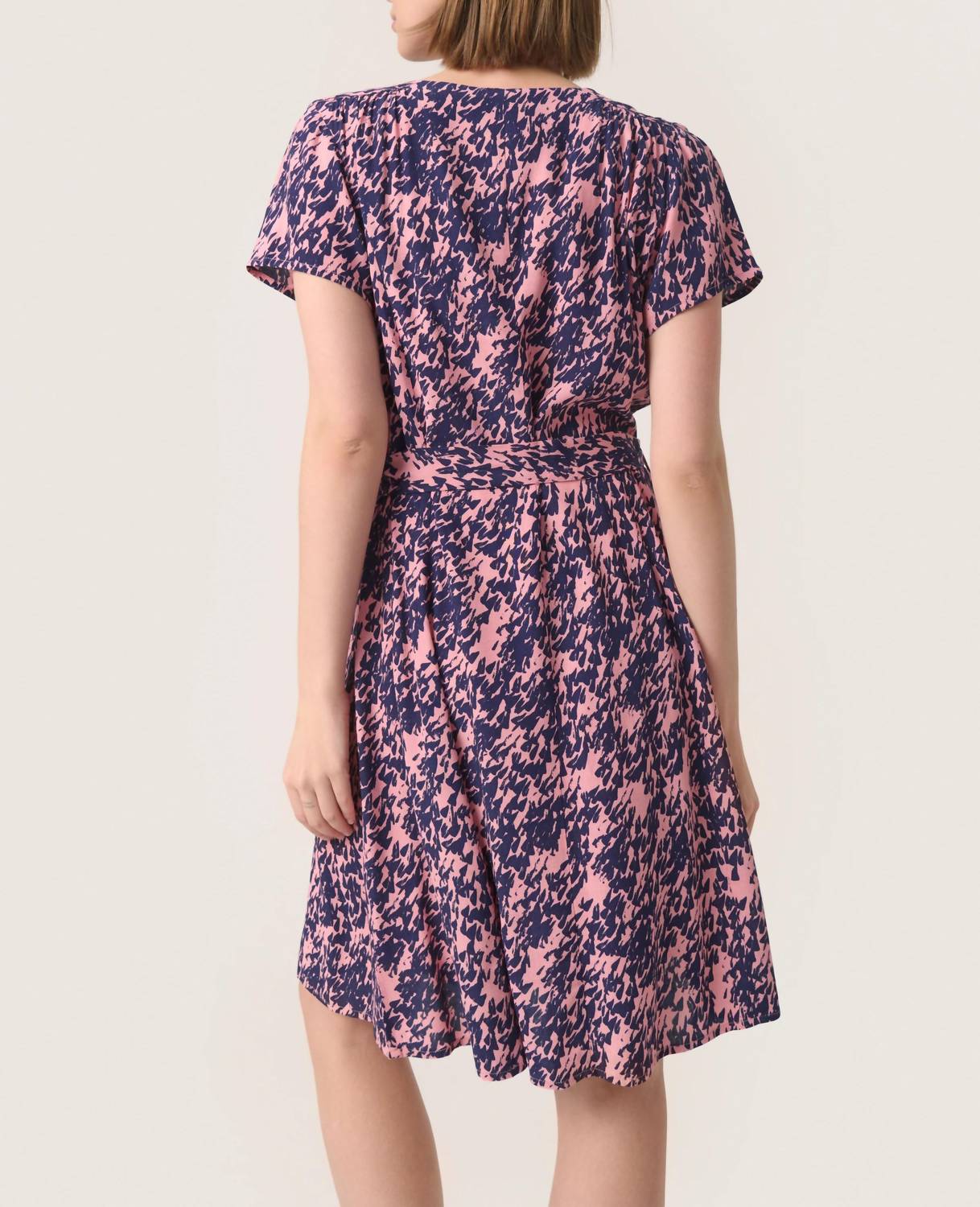 Soaked In Luxury - Sylvia V-neck Short Sleeve Belt Mini Dress