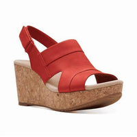 Clarks Women's Annadel Wedge Sandal in red - women's shoe