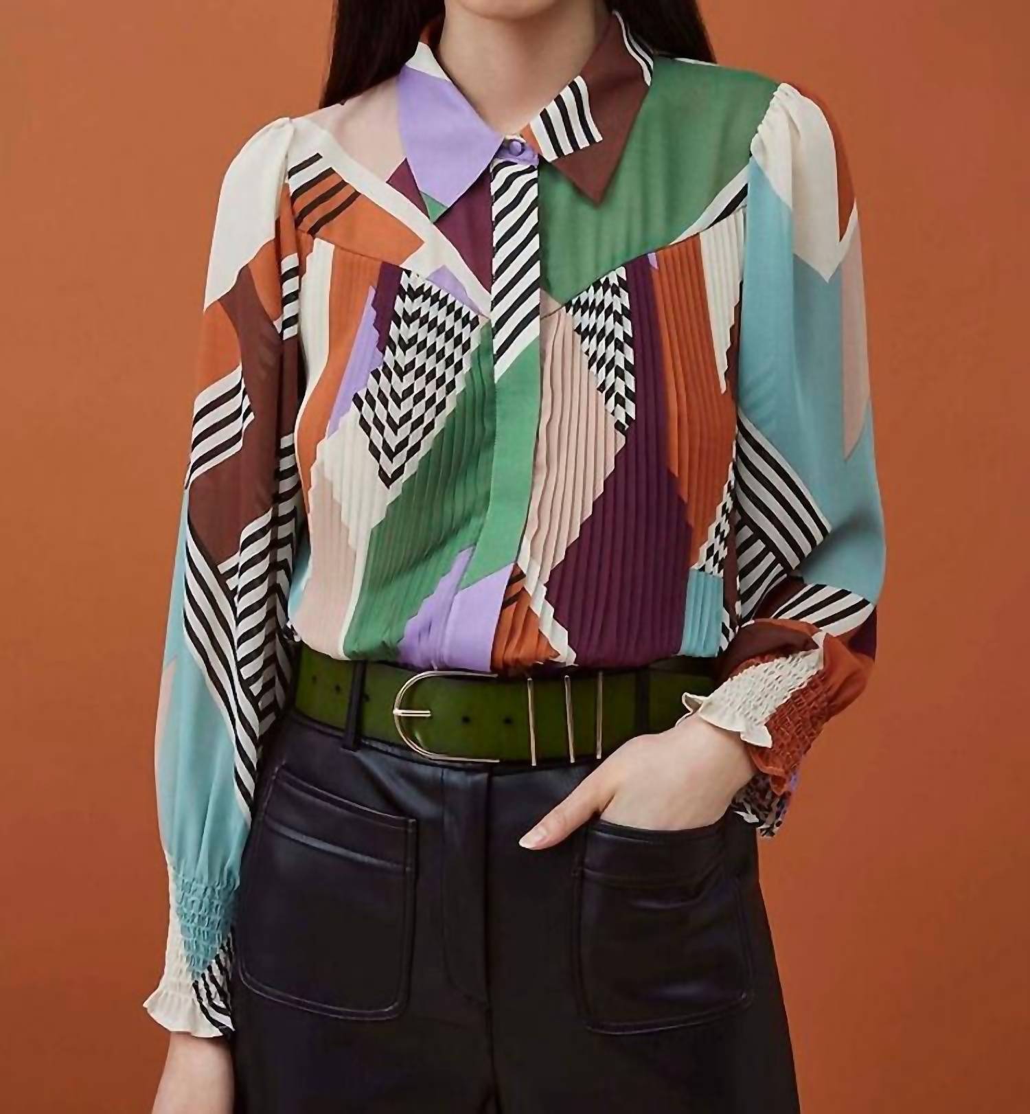 Suncoo - Lison Abstract Print Top