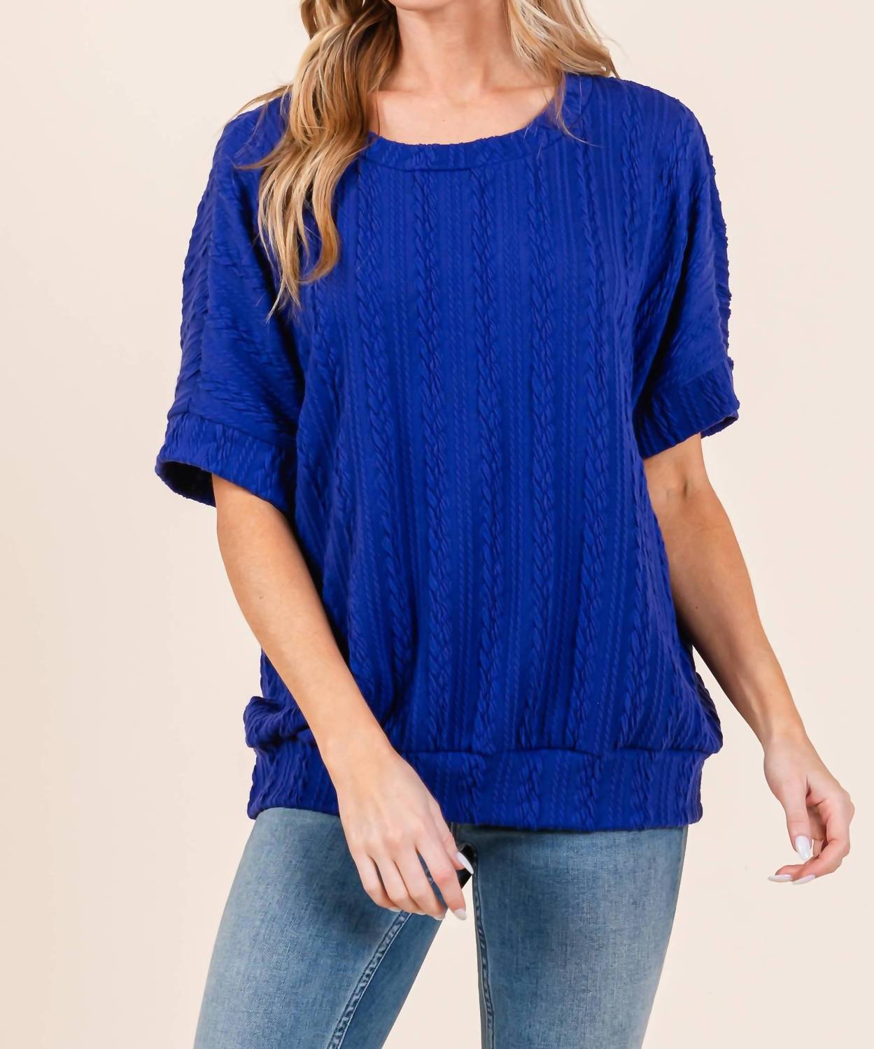 Bombom - Textured Boxy Knit Top