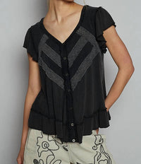 Pol - Ruffle With Trim Detail Top