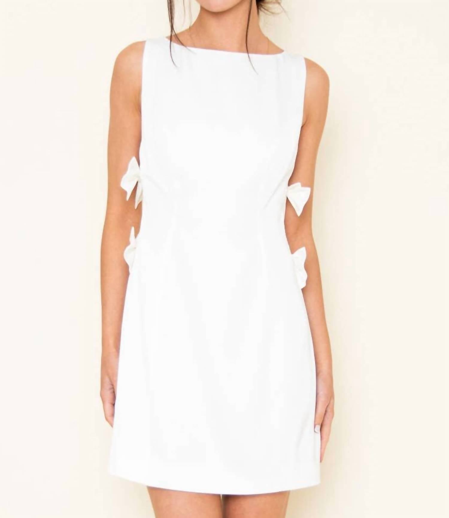 Fore Collection Giana Bows Cocktail Mini Dress in white - women's dress - detail view