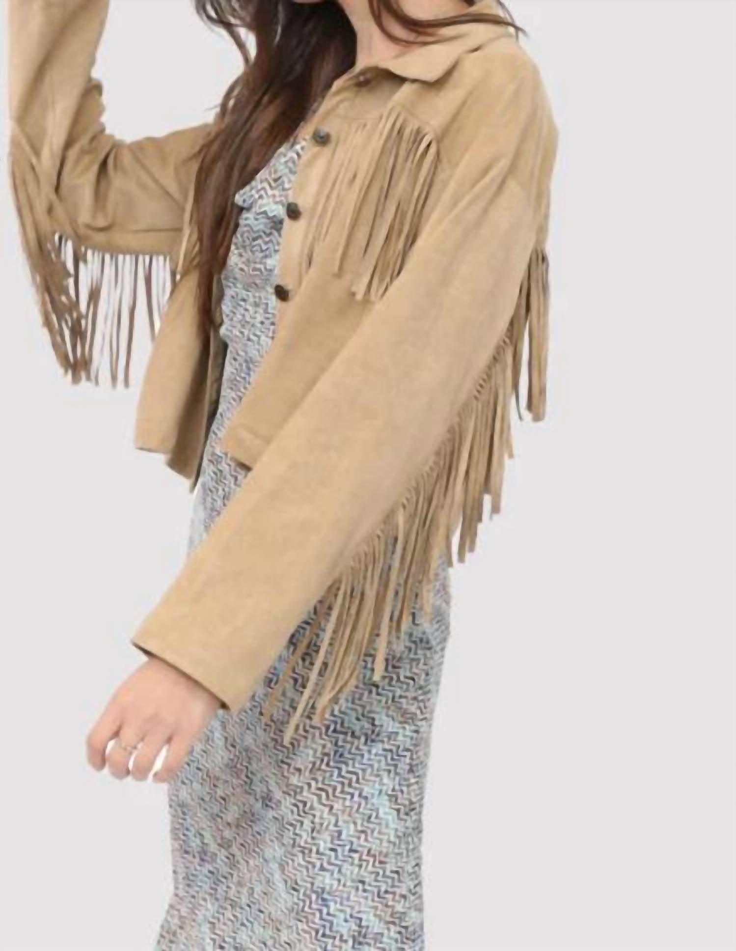 Sadie & Sage - Groove Faux Suede Fringe Jacket