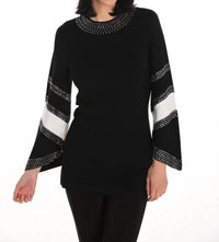 Frank Lyman - Jasna Jeweled Stripe Pullover Sweater