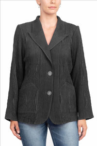 Flair Wear - Notched Collar Faux Suede Jacket