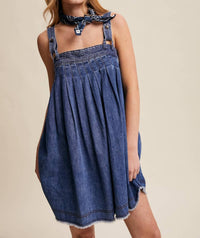 Listicle - Denim Pleated Mini Dress