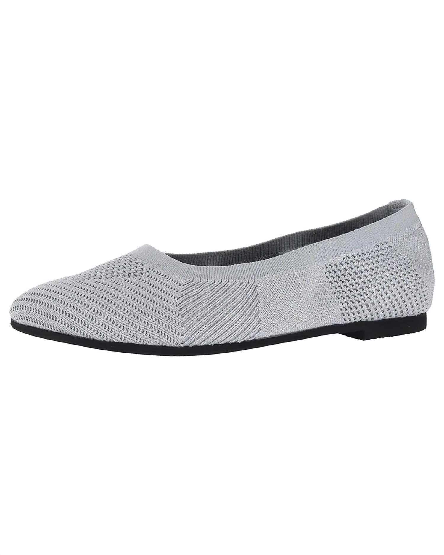 BERNIE MEV Women's Nikki Ballet Flats in light grey silver - women's flats - detail view