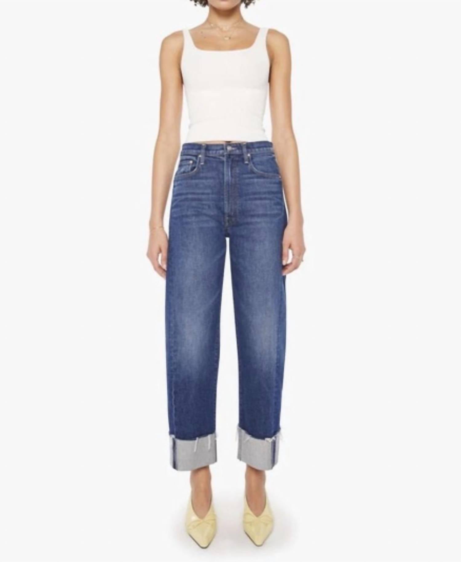 Mother Ankle Cuff Fray Jeans in blue - women's jeans