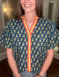 Thml - Puff Sleeve V Neck Top