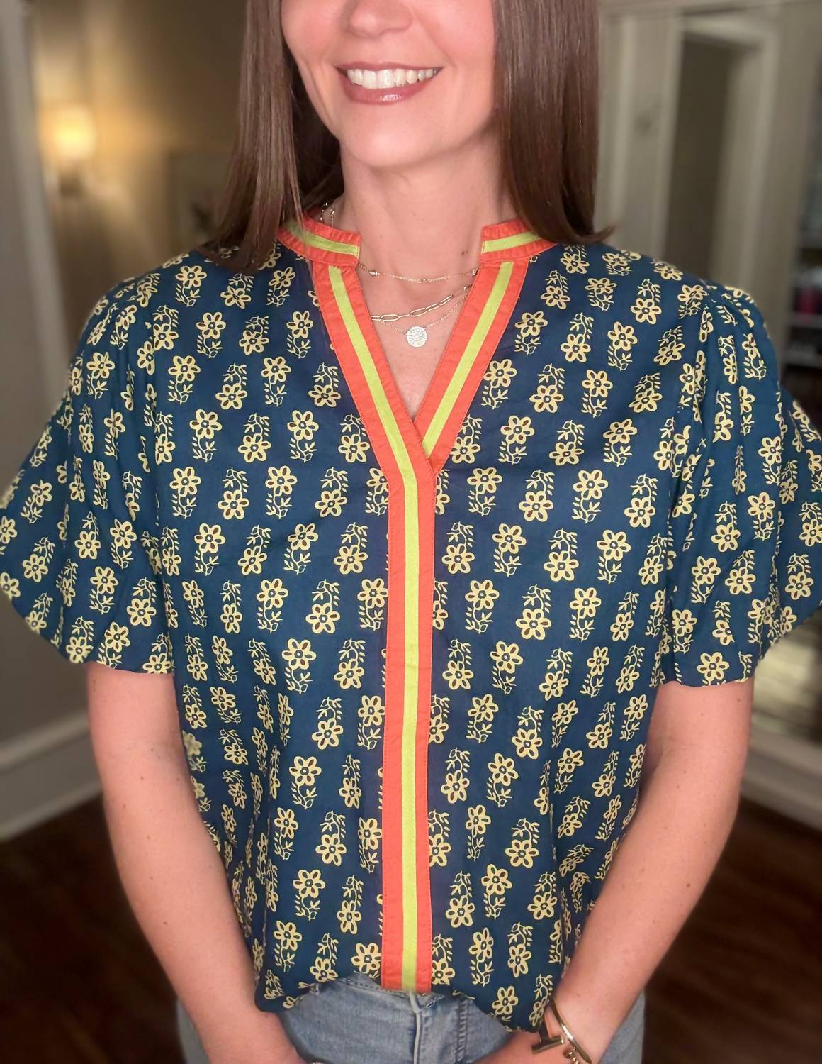 Thml - Puff Sleeve V Neck Top