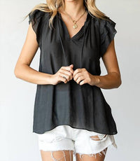 First Love - Drawstring Flutter Blouse - PLUS