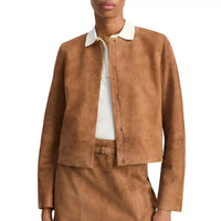 Vince - Collarless Cropped Suede Jacket
